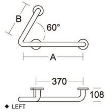 pba 01 Winkelgriff fest R, geschlossen, rechts, aus Nylon, 500x300mm
