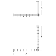 pba 01 Duschvorhangstange, 1500x1500 X440mm L- Form mit DA aus Nylon