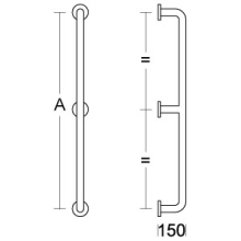 pba 01 Haltegriff, vert. Wandmontage mit Mittelstütze, aus Nylon, 1420mm