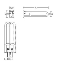 pba 01 Stützklappgriff drehbar 600mm aus Nylon
