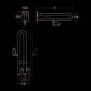 pba 01 Stützklappgriff drehbar,PRH 700mm aus Nylon