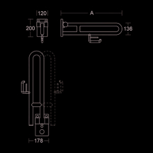 pba 01 Stützklappgriff drehbar,PRH 850mm aus Nylon