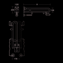 pba 01 Klappgriff drehbar,PRH 850mm mit E- taster aus Nylon