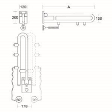 pba 01 Klappgriff drehbar,E-Taster 700mm aus Nylon