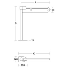 pba 01 Stützklappgriff, Bodenmontage 865 aus Nylon