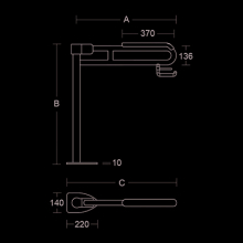 pba 01 Stützklappgriff Polster,PRH 615mm aus Nylon für Bodenmontage