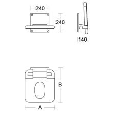 pba 01 Duschsitz mit Hygieneöffnung klappbar, aus Nylon, 380x445mm