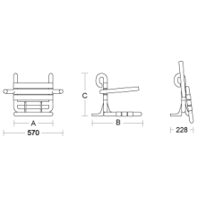 pba 01 Duschsitz, einhängbar, klappbar, mit Armlehnen, Nylon, 380x480x415mm