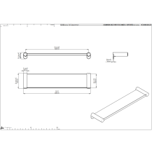 pba 01 Aluminiumablage, 140x600(635)mm mit Nylon Halterungen