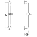 pba 01 Brausehalterstange 770mm  aus Nylon, mit Brausehalter