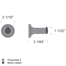 pba 01 Wandhaken mit Türpuffer  75mm x Durchm.53mm, aus Nylon