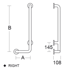 pba 01 Haltegriff AP rechts, 300X520, Adipose, mit BRH, aus Nylon