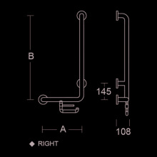pba 01 Haltegriff AP rechts, 220X520, Adipose, mit PRH, aus Nylon