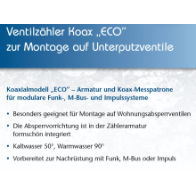 Ventilzähler Koax „ECO” zur Montage auf Unterputzventile TWO in ONE / 0,1-90°C
