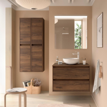 Badezimmermöbel BALTIC 1000 2 Schubladen NUSSBAUM MAYA + Waschtisch-Platte