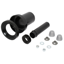 PE-Wand-WC-Anschlussgarnitur 180 mm, (G) DN 90/110 mit Deckkappen in Metalloptik