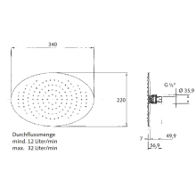 Herzbach LIVING SPA Slim-Regenbrause 340x220mm oval Chrom