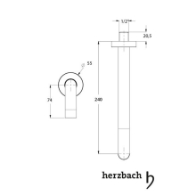 Herzbach DEEP Wandauslauf 240mm rund gewinkelt Chrom