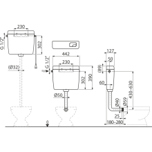 AlcaDrain Spülkasten A930-H-1/2" Dual-Spülung 3/6 Liter
