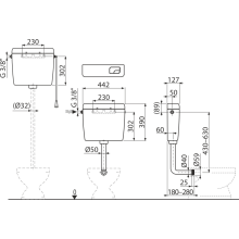 AlcaDrain Spülkasten A930-H-3/8" Dual-Spülung 3/6 Liter