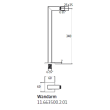 Herzbach LIVING SPA Wandarm 340mm eckig gewinkelt Chrom