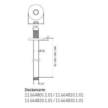 Herzbach LIVING SPA Deckenarm 50mm rund Chrom