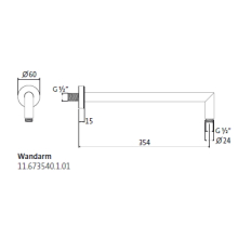 Herzbach LIVING SPA Wandarm 354mm rund gewinkelt Chrom