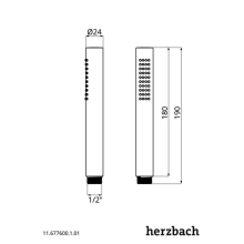 Herzbach LIVING SPA Stabhandbrause rund Messing Chrom