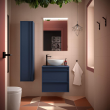 Badezimmermöbel ATTILA 600 2 Schubladen BLUE SATIN + Waschtisch-Platte