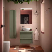 Badezimmermöbel ATTILA 600 2 Schubladen GREEN SATIN + Waschtisch-Platte