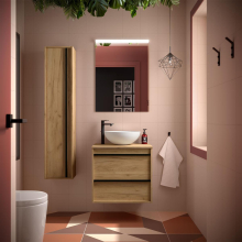 Badezimmermöbel ATTILA 600 2 Schubladen EICHE AFRIKA + Waschtisch-Platte