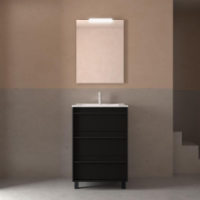 Badezimmermöbel ATTILA 600 3 Schubladen BLACK SATIN + Waschtisch