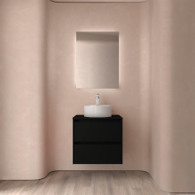 Badezimmermöbel BALTIC 600 2 Schubladen BLACK SATIN + Waschtisch-Platte