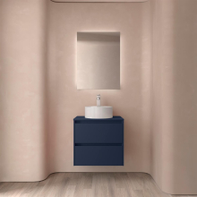 Badezimmermöbel BALTIC 600 2 Schubladen BLUE SATIN + Waschtisch-Platte