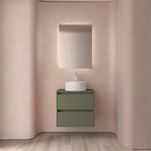 Badezimmermöbel BALTIC 700 2 Schubladen GREEN SATIN + Waschtisch-Platte