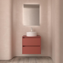 Badezimmermöbel BALTIC 700 2 Schubladen RED SATIN + Waschtisch-Platte