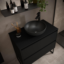 Badezimmermöbel BALTIC 800 2 Schubladen BLACK SATIN + Waschtisch-Platte