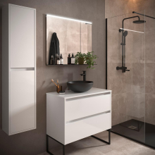 Badezimmermöbel BALTIC 900 2 Schubladen WHITE GLOSS + Waschtisch-Platte