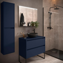 Badezimmermöbel BALTIC 900 2 Schubladen BLUE SATIN + Waschtisch-Platte