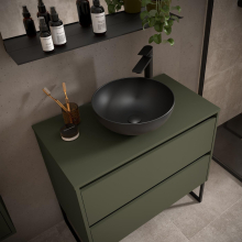 Badezimmermöbel BALTIC 900 2 Schubladen GREEN SATIN + Waschtisch-Platte