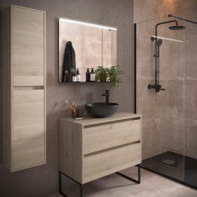 Badezimmermöbel BALTIC 900 2 Schubladen NATURAL + Waschtisch-Platte