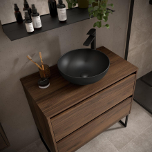 Badezimmermöbel BALTIC 900 2 Schubladen NUSSBAUM MAYA + Waschtisch-Platte
