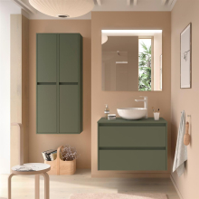 Badezimmermöbel BALTIC 1000 2 Schubladen GREEN SATIN + Waschtisch-Platte