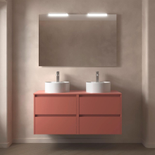 Badezimmermöbel BALTIC 1200 4 Schubladen RED SATIN + Waschtisch-Platte