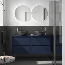 Badezimmermöbel BALTIC 1400 4 Schubladen BLUE SATIN + Waschtisch-Platte