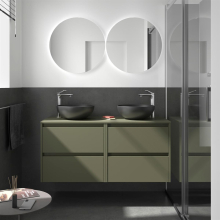 Badezimmermöbel BALTIC 1400 4 Schubladen GREEN SATIN + Waschtisch-Platte