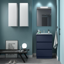 Badezimmermöbel BALTIC 600 3 Schubladen BLUE SATIN + Waschtisch