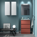 Badezimmermöbel BALTIC 600 3 Schubladen RED SATIN +...
