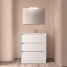 Badezimmermöbel BALTIC 800 3 Schubladen WHITE SATIN + Waschtisch