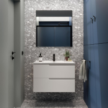 Badezimmermöbel VIMA 800 WHITE SATIN + Waschtisch
